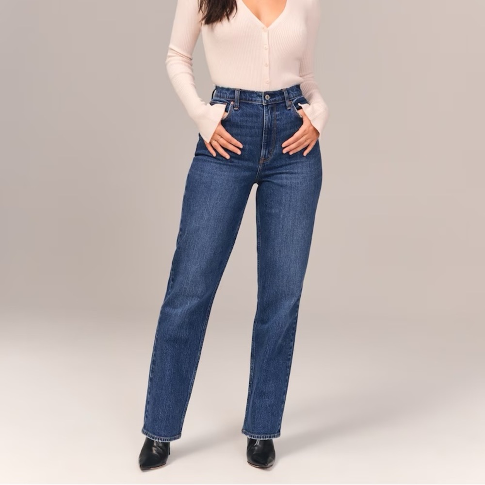 Abercrombie & Fitch The 90s Straight Curve Love Blue Straight Leg Jeans